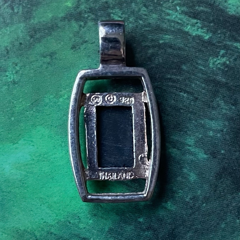 Black Onyx Sterling Silver Vintage Pendant 925 - Picture 3 of 4